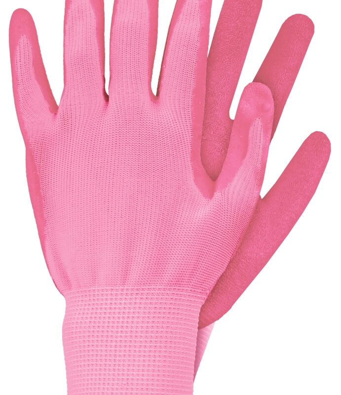 Werkhandschoenen latex roze maat S