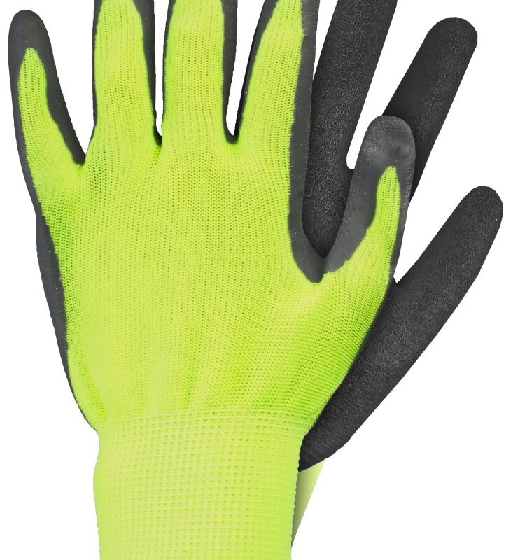 Werkhandschoenen latex geel maat S